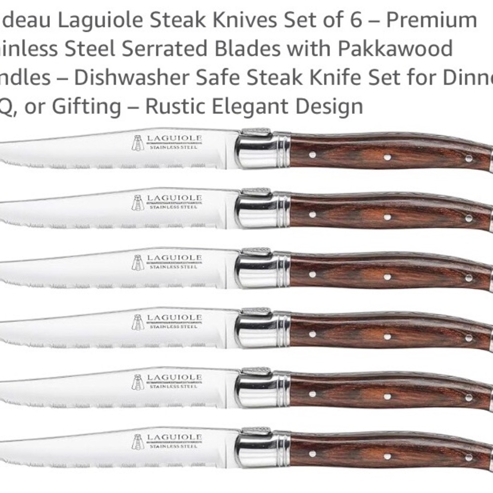 Laguiole Premium Steak Knives with Wood Handles